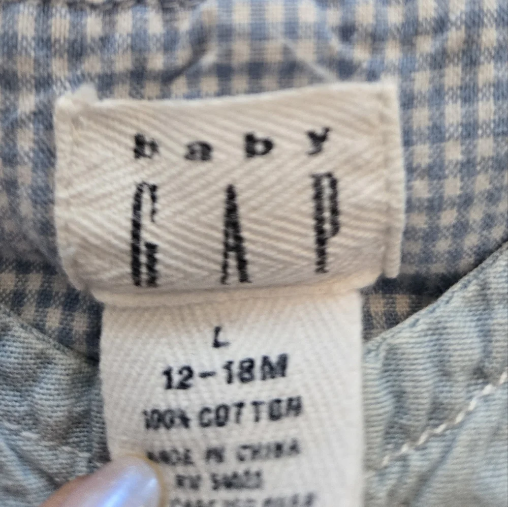 Y2k Baby Gap Light Blue Button-Up Shorts Cotton Romper